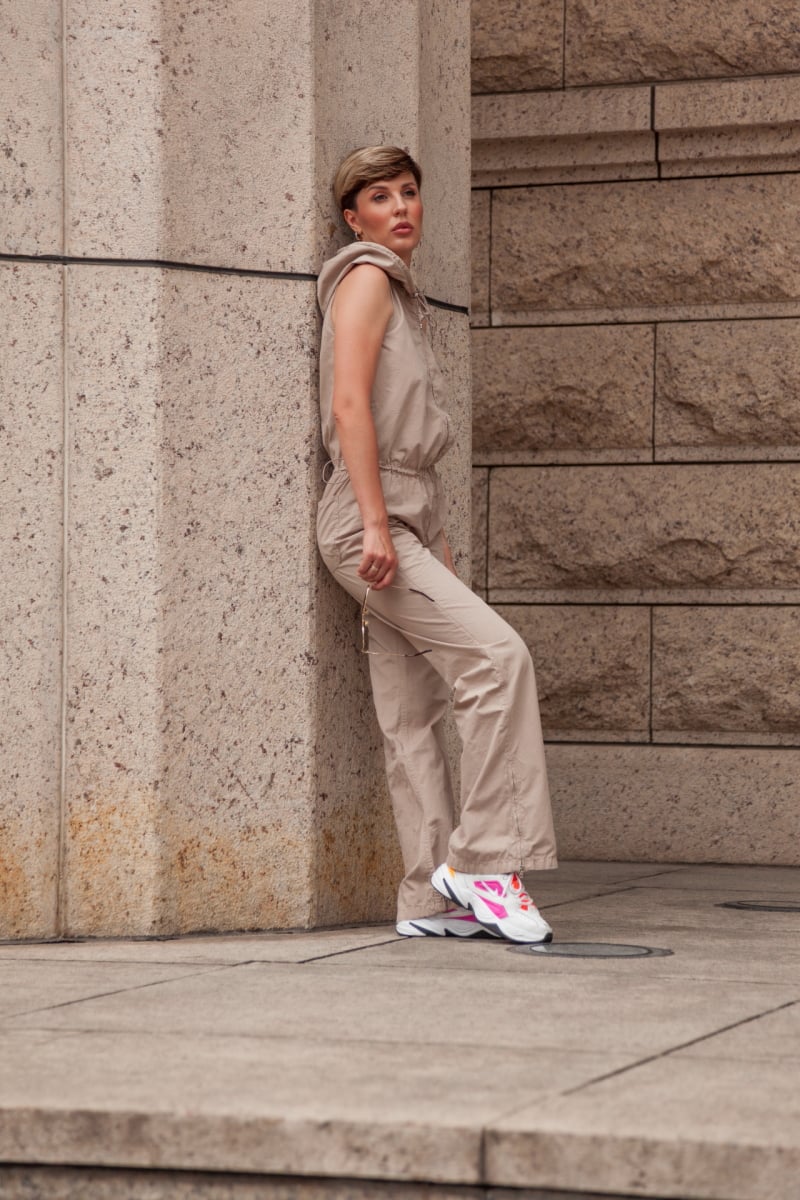 Shanghai downtown minimalistic photography of a beautiful woman AlCl18